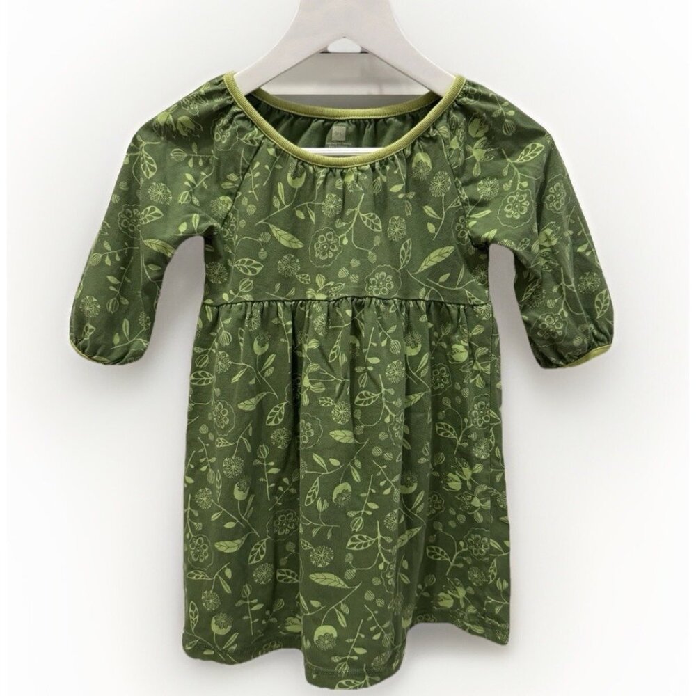 Tea Collection Green Dress Size 4 Girls 100% Cotton